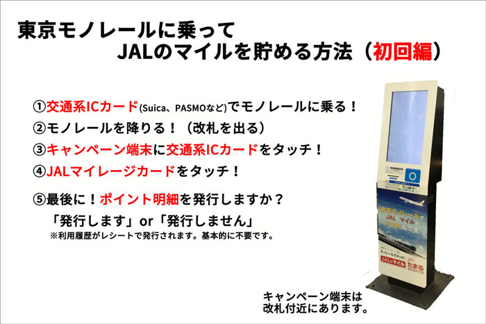 東京モノレールに乗ってjal マイルが貯まる モノレールでタッチキャンペーン たんたん そら たんたん